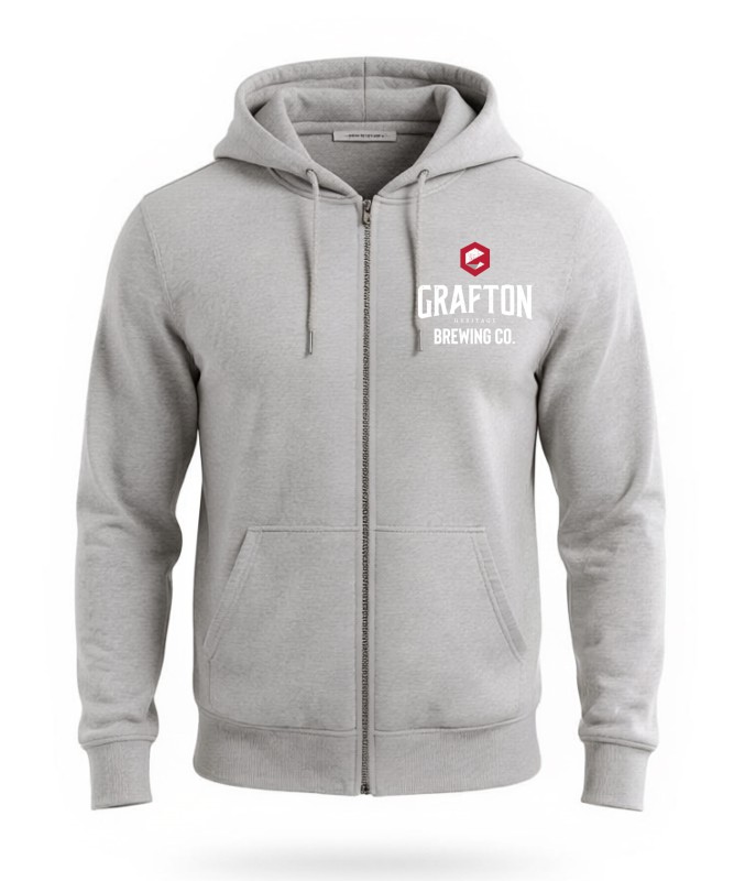 GRAFTON BREWING CO. ZIP UP HOODIE BACK LOGO